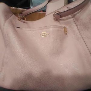 Pink coach tote and matching wallet set